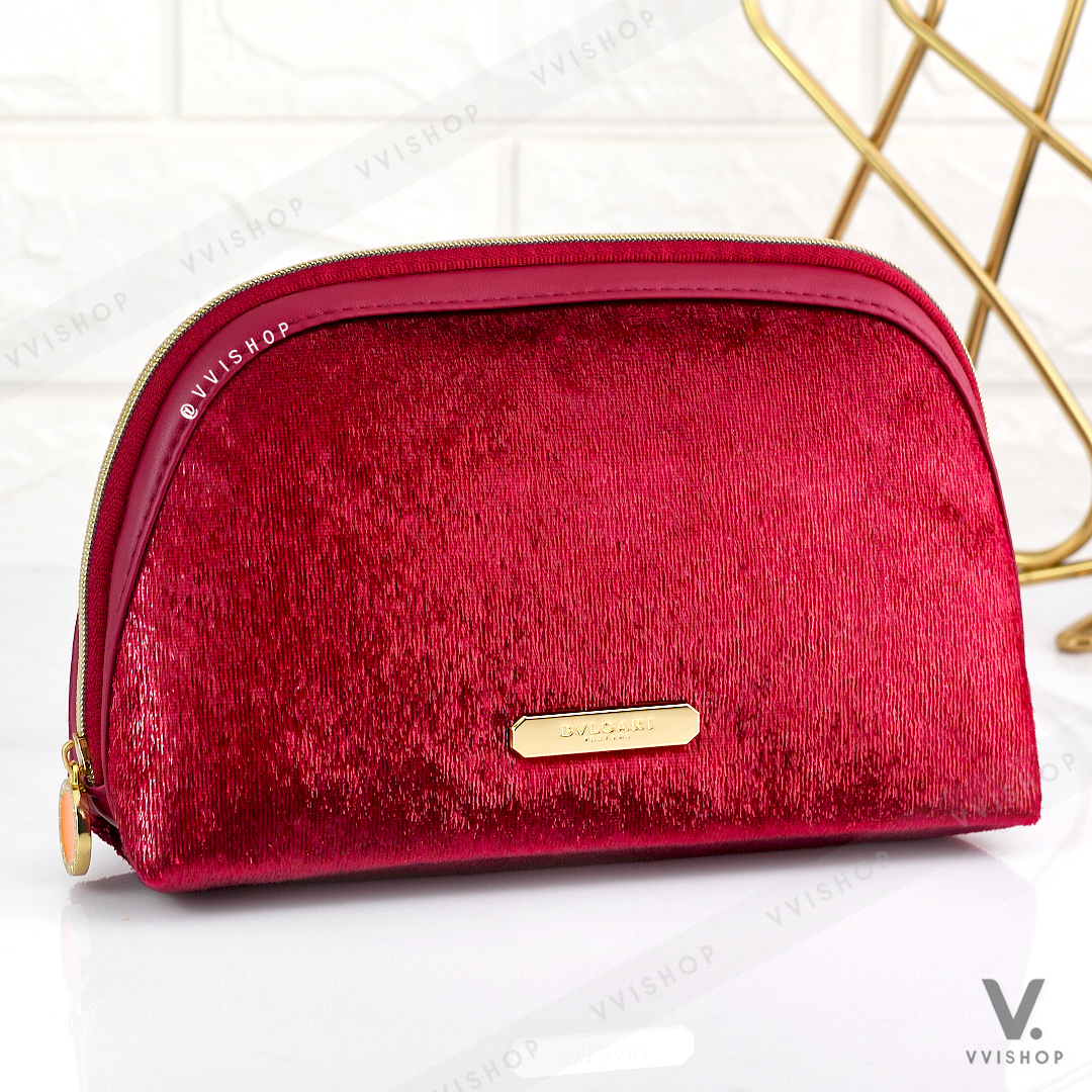 Bvlgari Burgundy Red Vintage Beauty Pouch